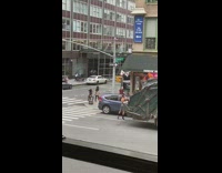 Collab WINY - Guy walks like robot green garbage truck 