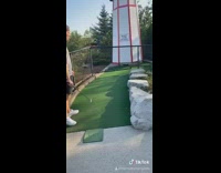 Man hits golf ball randomly makes shot