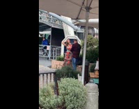 Long red dress ferris wheel live band 