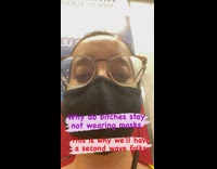 Black jacket girl no face mask subway 