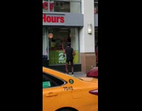 nsfw homeless man dancing with light saber