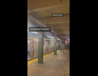 Lady Shows Two Trains in One Track