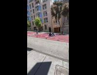 Woman poses at the red downhill road Part 2