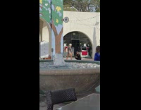 Woman grey one sleeve dance water fountain