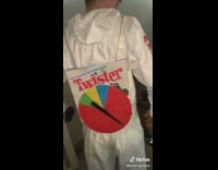 Guy dress as Twister board game suit