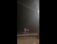 Couple tiktok dance beach shore at night Part 1