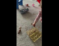 Baby cleaning up sauce makes a bigger mess