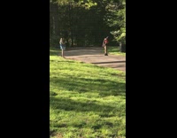 Two different girls dance tiktok morning park