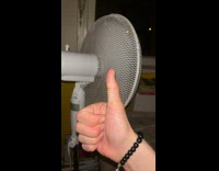 Electric fan works after getting hit