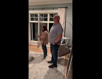Woman arguing with dad about bird catching