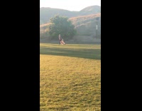 Woman run American Flag cape photo shoot