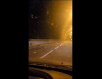 Swarm of Bugs Flies Under Bridge Lamplight