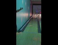 Ball hits pins on the gutter and landed a strike