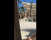 Woman hat adjust gold bikini beach chairs