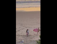 Woman Green Bikini Inflatable Surfboard beach pictorial Part 1