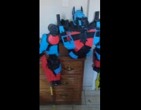 Large handmade Optimus Prime compared to small toys 