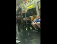 Collab Subway Creatures - Two women in underwear thongs sit on top of guy and dance on him