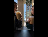 Random guy tells two girls he stopped starbucks from getting milk 