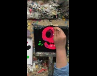 Timelapse drawing of red green skull dragged down