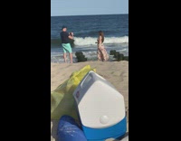 Flower dress woman beach posing 