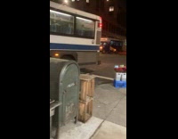 Bus try to turn stuck on street