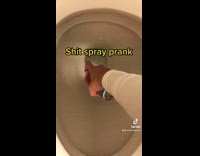 Girl sprays fake poop inside toilet prank