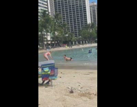 Man black underwear crawl towards videographer