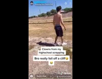 Guy backing up rolls down hill fail 