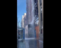 Water main hit splash water on street