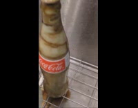 Bubbles inside the frozen soda goes up