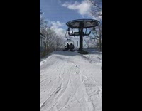 All the snowboarders falling and tripping off ski lift