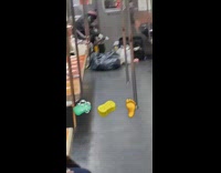 Guy washes foot with soap subway train