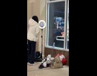 Woman live stream outfit outside the store