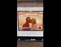 Woman reacts to free STD sign test