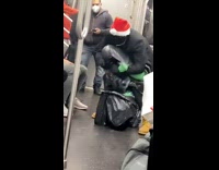Collab Subway Creatures - Two guys wear spandex bodysuits on subway 