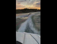 Boat pulls inflatable float wave fail