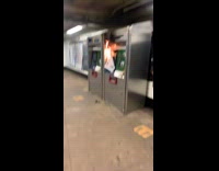 Subway station metrocard card machine on fire  