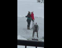 Two women ballet pose spins slowly at the yard