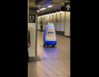NYPD robot roam in the subway station