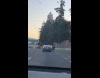 Car open door mattress inside at highway