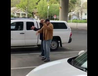 Two old men cool dance parking lot