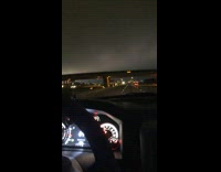 Driving night time lightning in sky