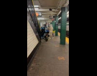 Collab Subway Creatures - Old man ride motorcycle in subway station