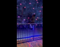 Woman rock climb and fell on mat