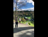 Woman in white dress two ponytail photoshoot