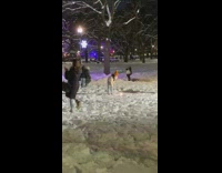 Collab IITW - Woman orange bonnet sweater Christmas lights snow Part 2