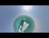 360 camera view of boat ride at sea 