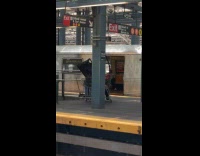 Collab WINY - Man carry car doors on shopping cart at subway station