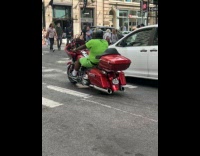 Collab winy - Man ride red motorcycle play loud music