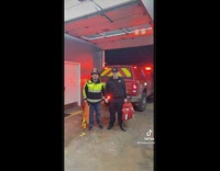 2 firefighters react to skateboard accident 